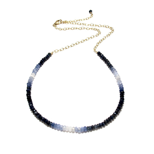 shaded blue sapphire gemstones necklace