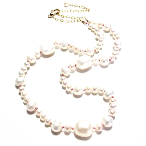 mixed pearls on silk