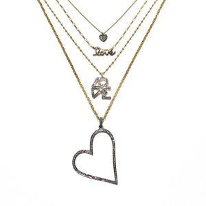 small pave diamond heart necklace