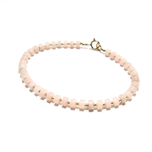 pink jade heishi beads bracelet