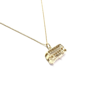 vintage gold double decker london bus charm necklace