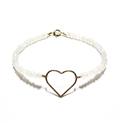 large sparkle heart & rainbow moonstone bracelet