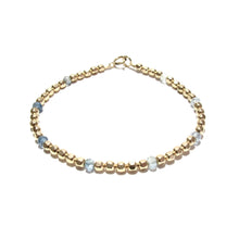 Load image into Gallery viewer, dotted moss aquamarine medium faceted beads bracelet