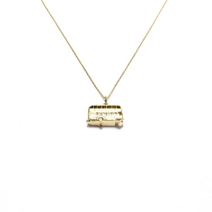 vintage gold double decker london bus charm necklace