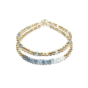 moss aquamarine line and medium faceted beads bracelet