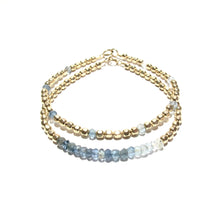 Load image into Gallery viewer, dotted moss aquamarine medium faceted beads bracelet