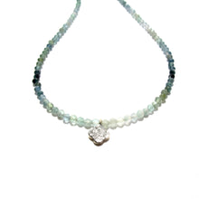Load image into Gallery viewer, moss aquamarine and diamond charm necklace