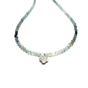 moss aquamarine and diamond charm necklace