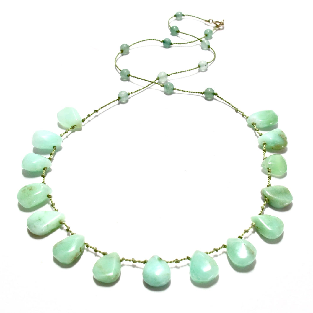 chrysoprase knotted silk necklace