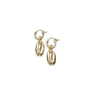 gold cowrie small hoops
