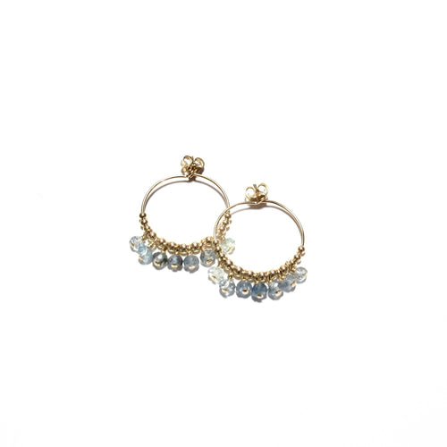 multi moss aquamarine midi hoop earrings