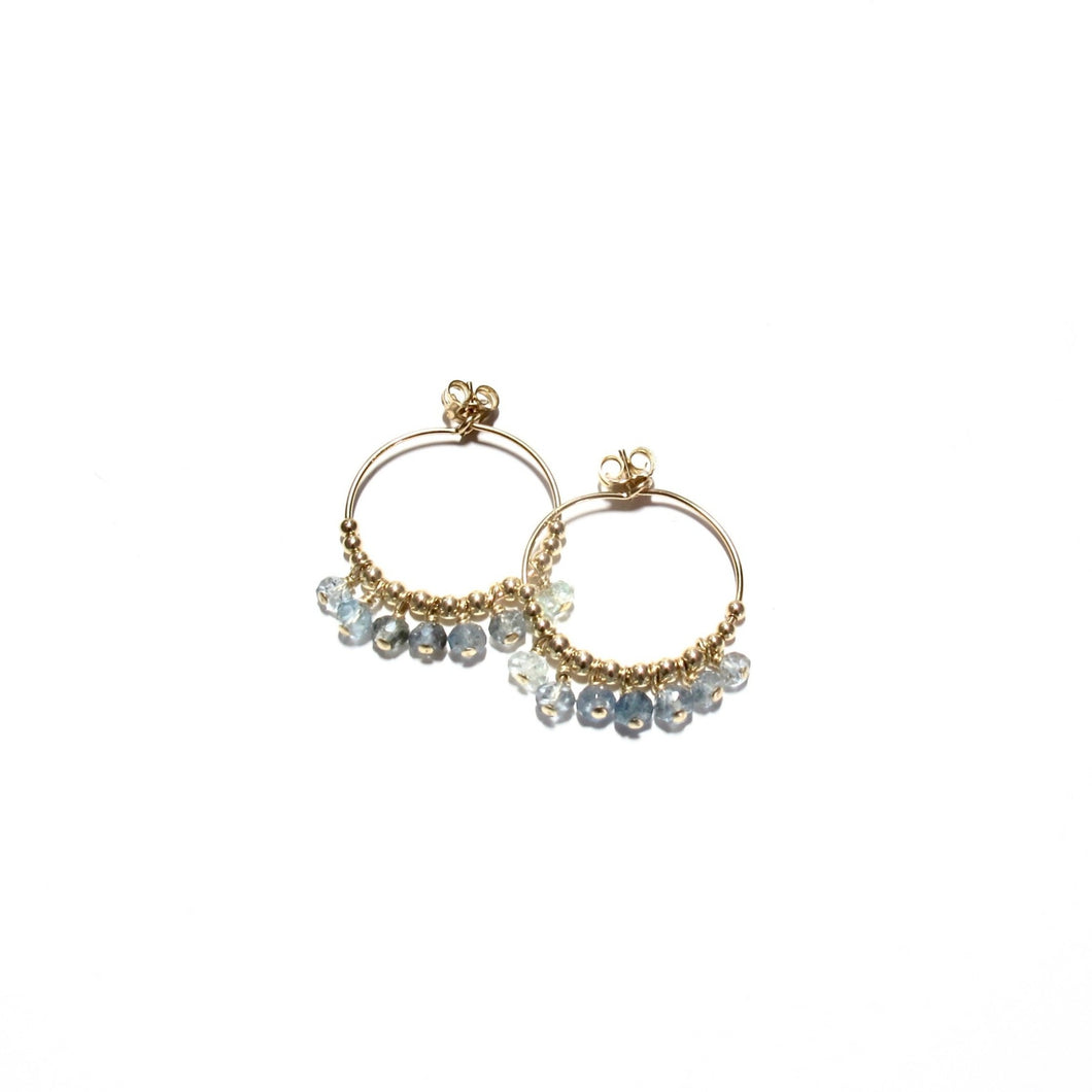 multi moss aquamarine midi hoop earrings