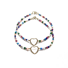 Load image into Gallery viewer, sparkle heart with tiny multicoloured beads bracelet