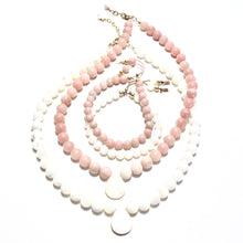 Load image into Gallery viewer, pink jade &amp; mother of pearl teardrop necklace