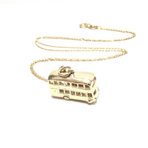 vintage gold double decker london bus charm necklace