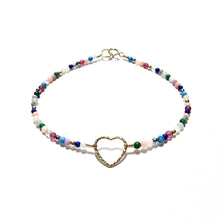 Load image into Gallery viewer, sparkle heart with tiny multicoloured beads bracelet