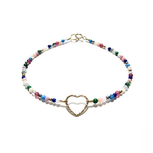 sparkle heart with tiny multicoloured beads bracelet