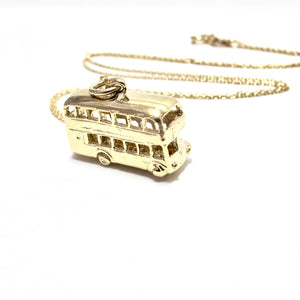 vintage gold double decker london bus charm necklace