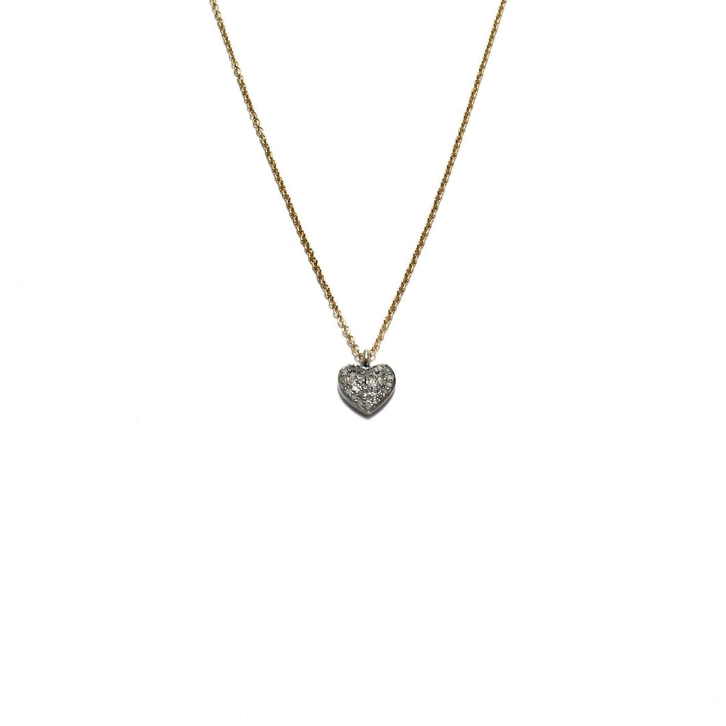 small pave diamond heart necklace