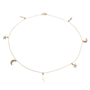 star moon & lightning necklace
