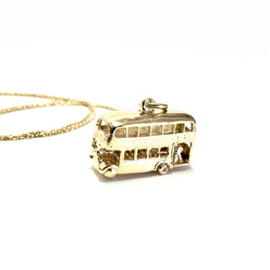 vintage gold double decker london bus charm necklace