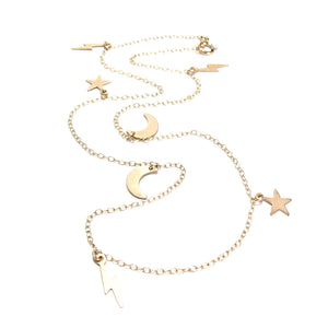star moon & lightning necklace