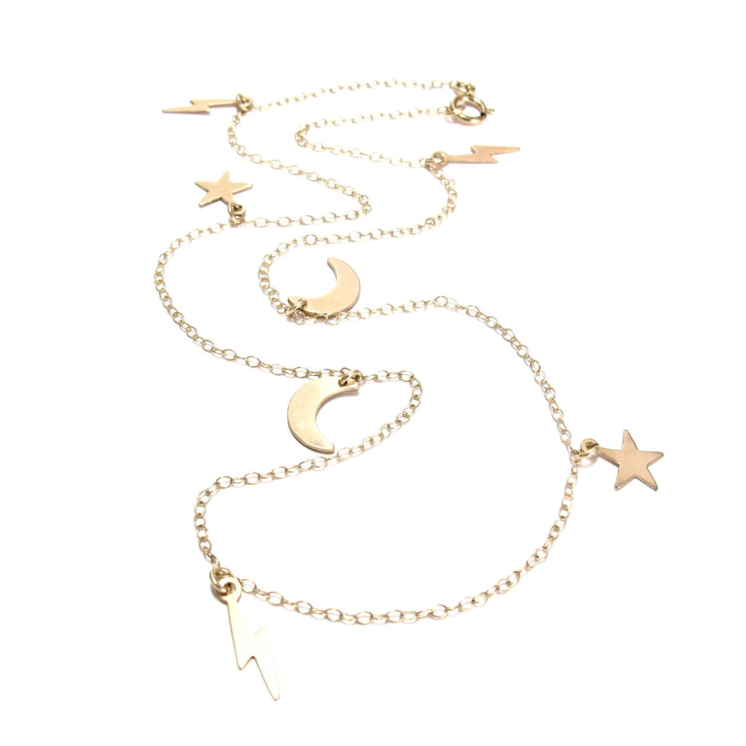 star moon & lightning necklace