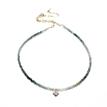 Load image into Gallery viewer, moss aquamarine and diamond charm necklace