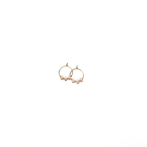 pink jade heishi small hoop earrings