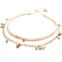 Load image into Gallery viewer, shaded pink opal double necklace