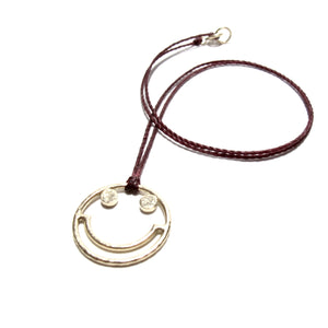 9ct gold smiley cord necklace