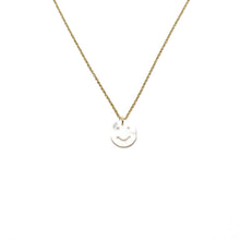 Load image into Gallery viewer, mother of pearl smiley necklace (choice of chains)