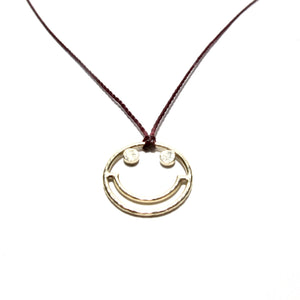 9ct gold smiley cord necklace