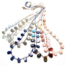 Load image into Gallery viewer, rainbow stones knotted silk necklace