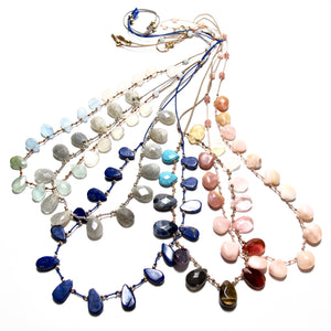 rainbow stones knotted silk necklace
