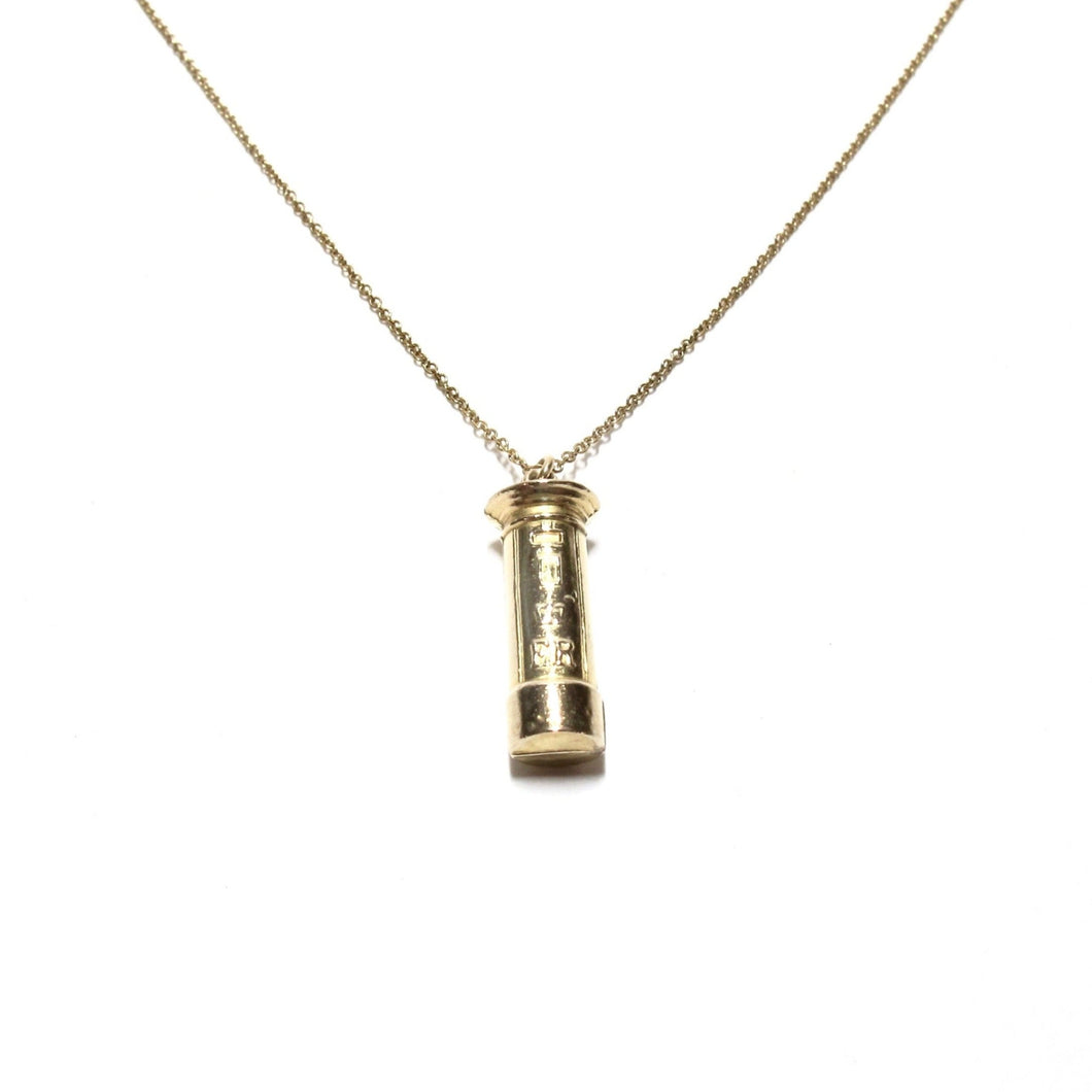 vintage gold pillar box charm necklace