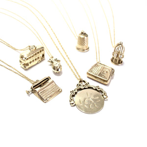 vintage gold double decker london bus charm necklace