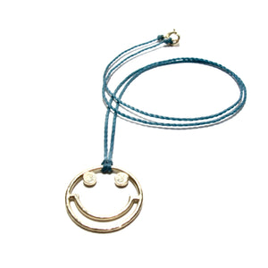 9ct gold smiley cord necklace