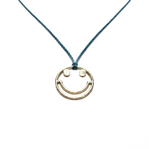 9ct gold smiley cord necklace