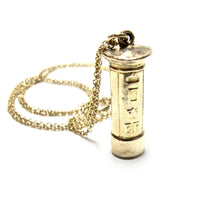 Load image into Gallery viewer, vintage gold pillar box charm necklace