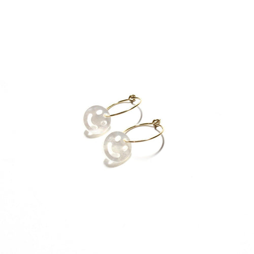 mother of pearl smiley small hoops