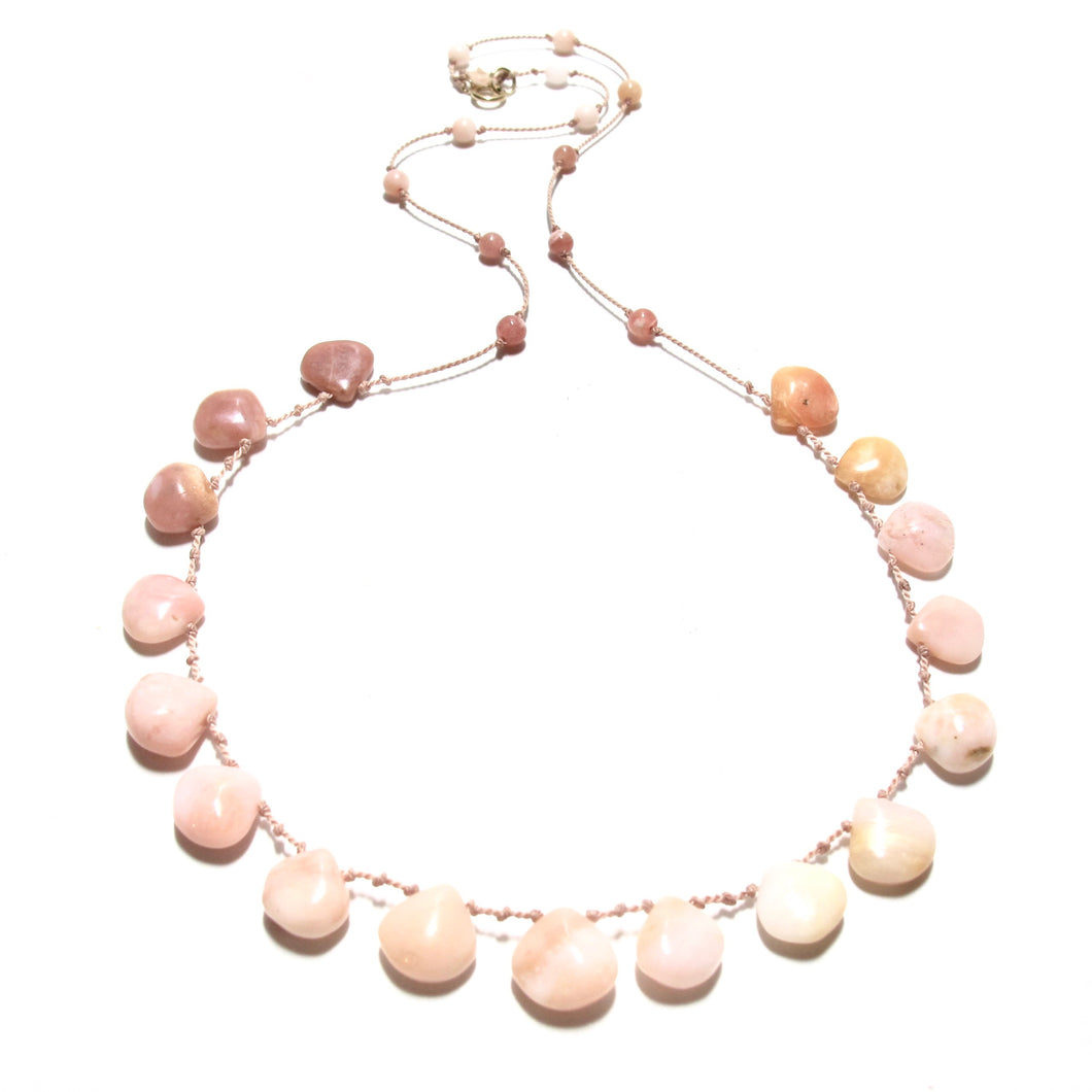 pink opal knotted silk necklace
