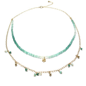 shaded green onyx double necklace
