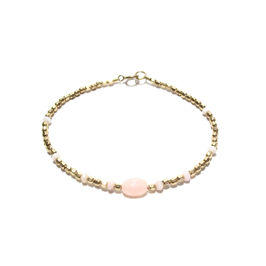 pink opal & faceted beads bracelet