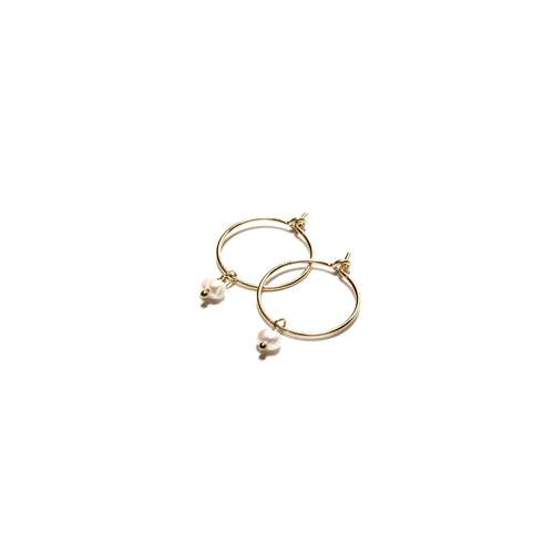 single freshwater pearl small hoops