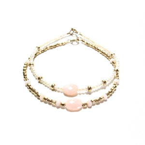 pink opal & freshwater pearls bracelet