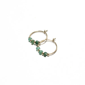 green aventurine heishi small hoop earrings