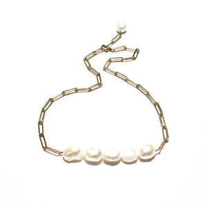 baroque pearls long link necklace