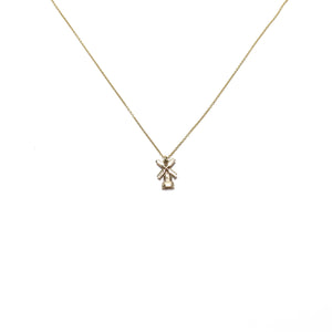 vintage gold windmill charm necklace