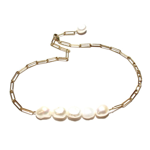 baroque pearls long link necklace